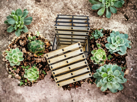 Pallet Coaster Set - Natural Finish
