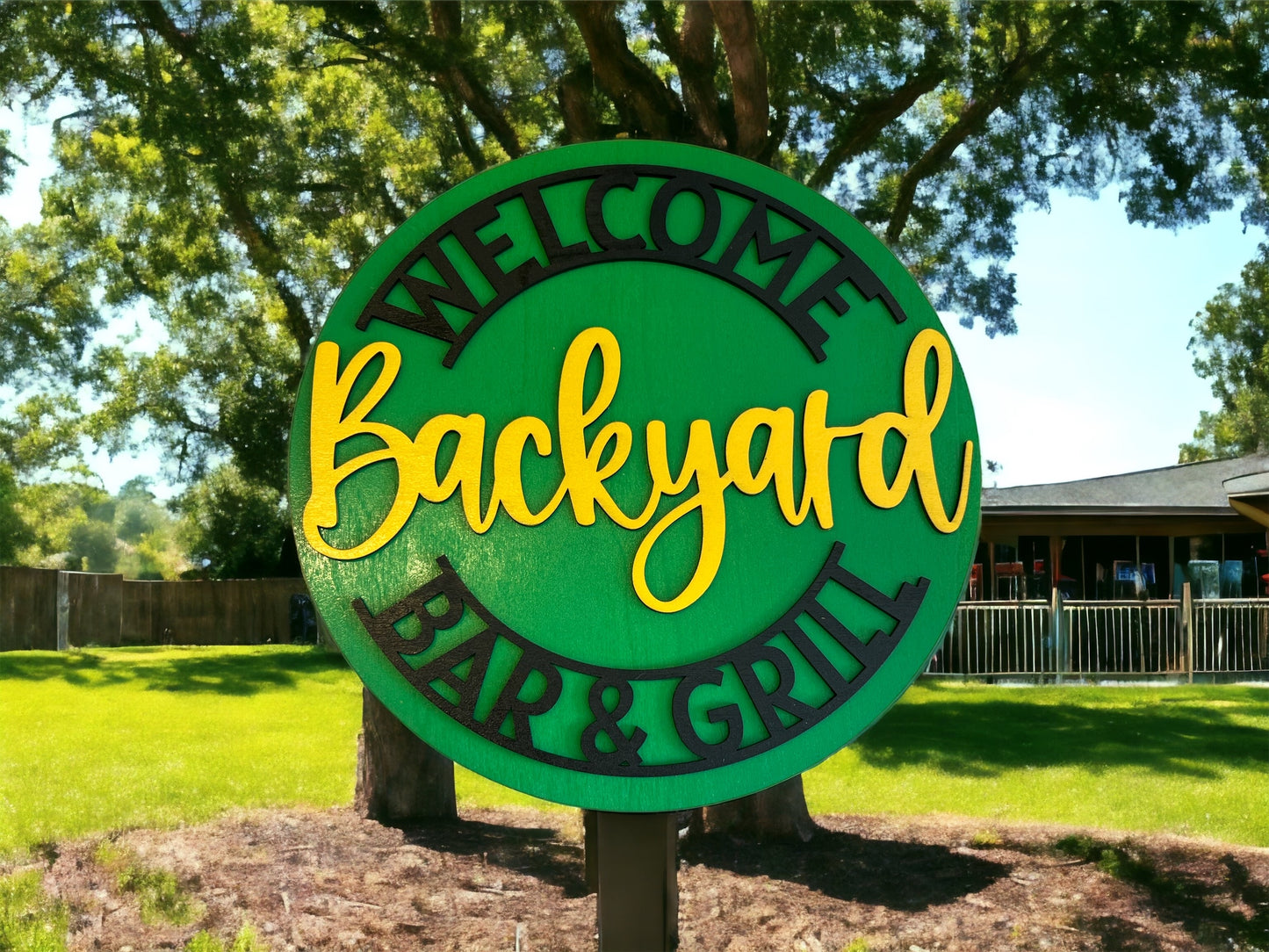 Welcome Backyard Bar and BBQ Sign
